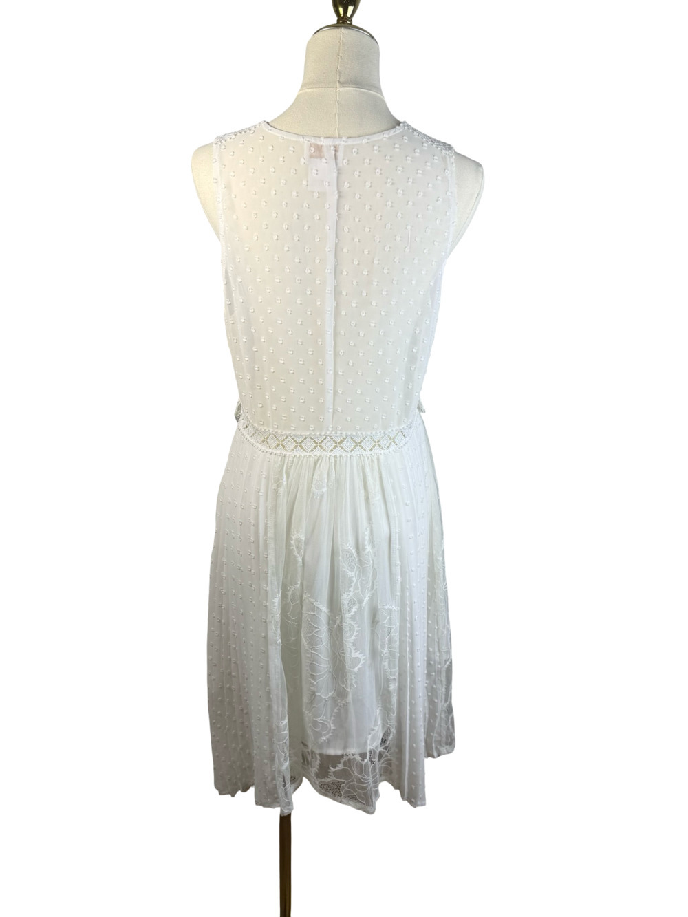 Foxiedox Babette Sleeveless Lace Insert Pleated Mini Dress - Picture 3 of 10
